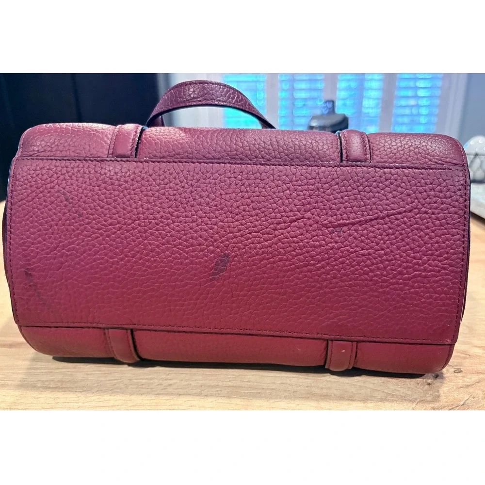 Kate Spade Burgundy Pebbled Leather and Suede Satchel Crossbody Bag